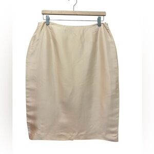 Maggy London Pencil Skirt 100% Silk Cream Knee Length Size 12